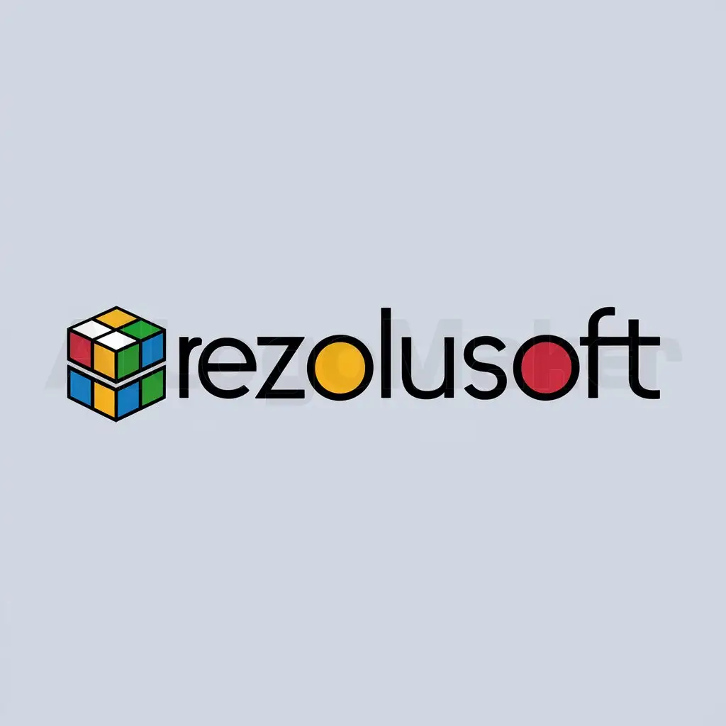 Logo Galleria-LOGO Design For Rezolusoft Minimalistic Rubiks Cube Theme on Clear Background