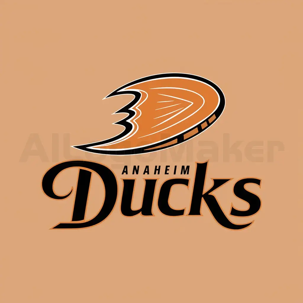 AI Logo Generator - LOGO Design for Anaheim Ducks Striking Duck Footprint in Vibrant Orange with Bold Black Text